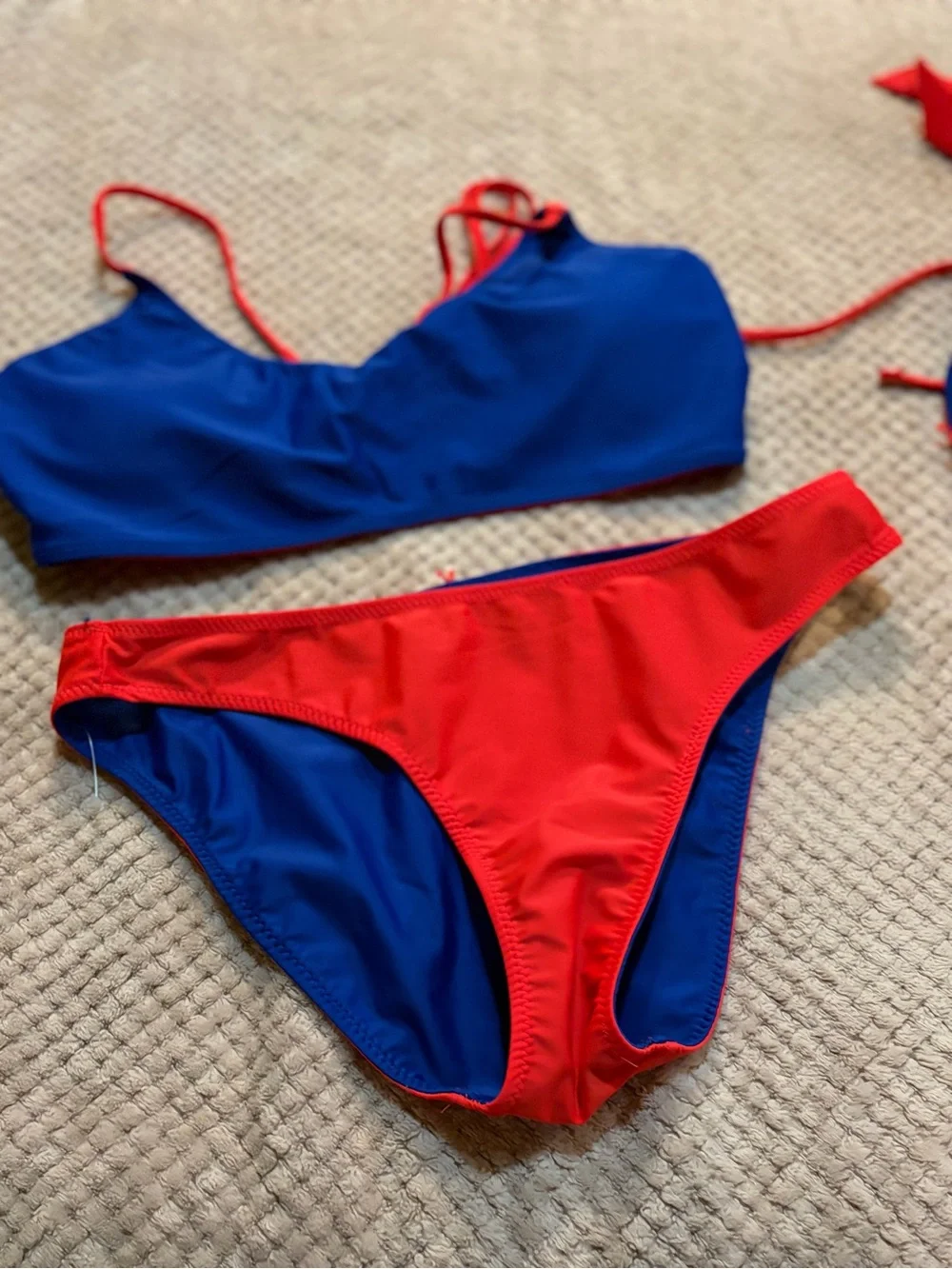 Polo by Ralph Lauren Red and Blue Girls Two-Piece Swim Set